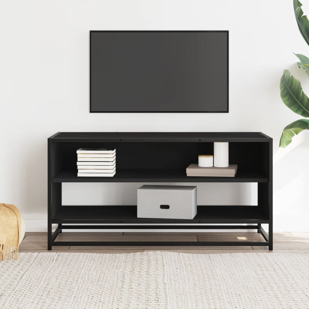 Meuble TV noir 91x40x46 cm bois d'ingénierie et métal - XIOS