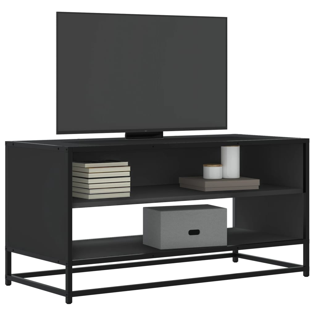 Meuble TV noir 91x40x46 cm bois d'ingénierie et métal - XIOS