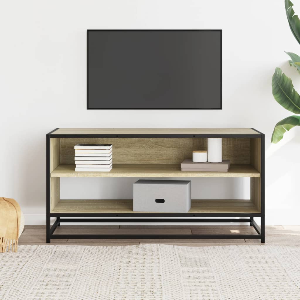 Meuble TV chêne sonoma 91x40x46 cm bois d'ingénierie et métal - XIOS
