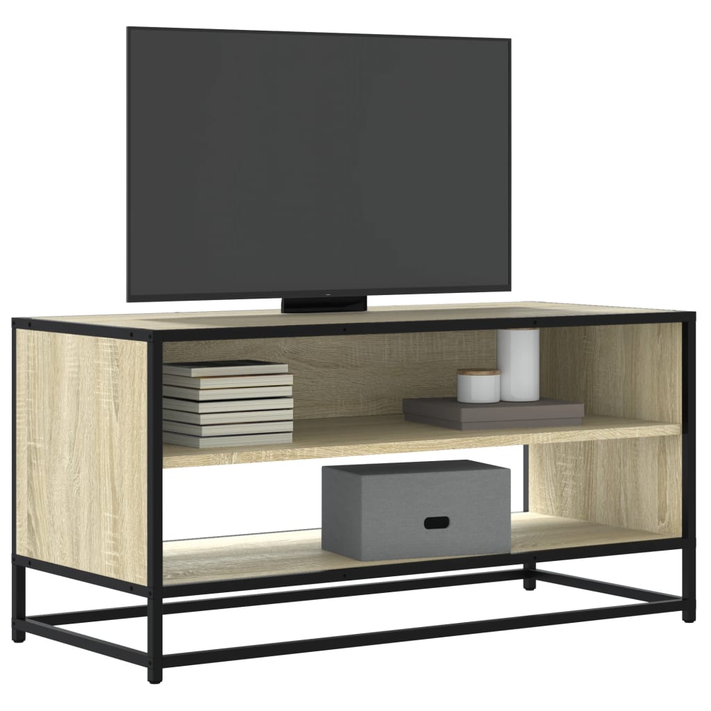 Meuble TV chêne sonoma 91x40x46 cm bois d'ingénierie et métal - XIOS