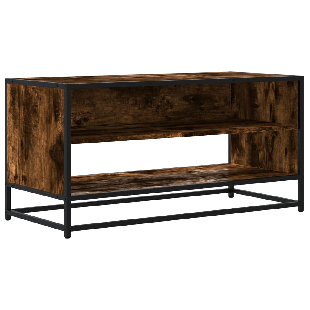 Meuble TV chêne fumé 91x40x46 cm bois d'ingénierie et métal - XIOS