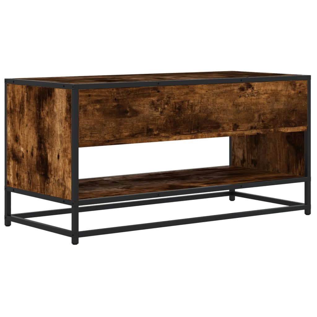 Meuble TV chêne fumé 91x40x46 cm bois d'ingénierie et métal - XIOS