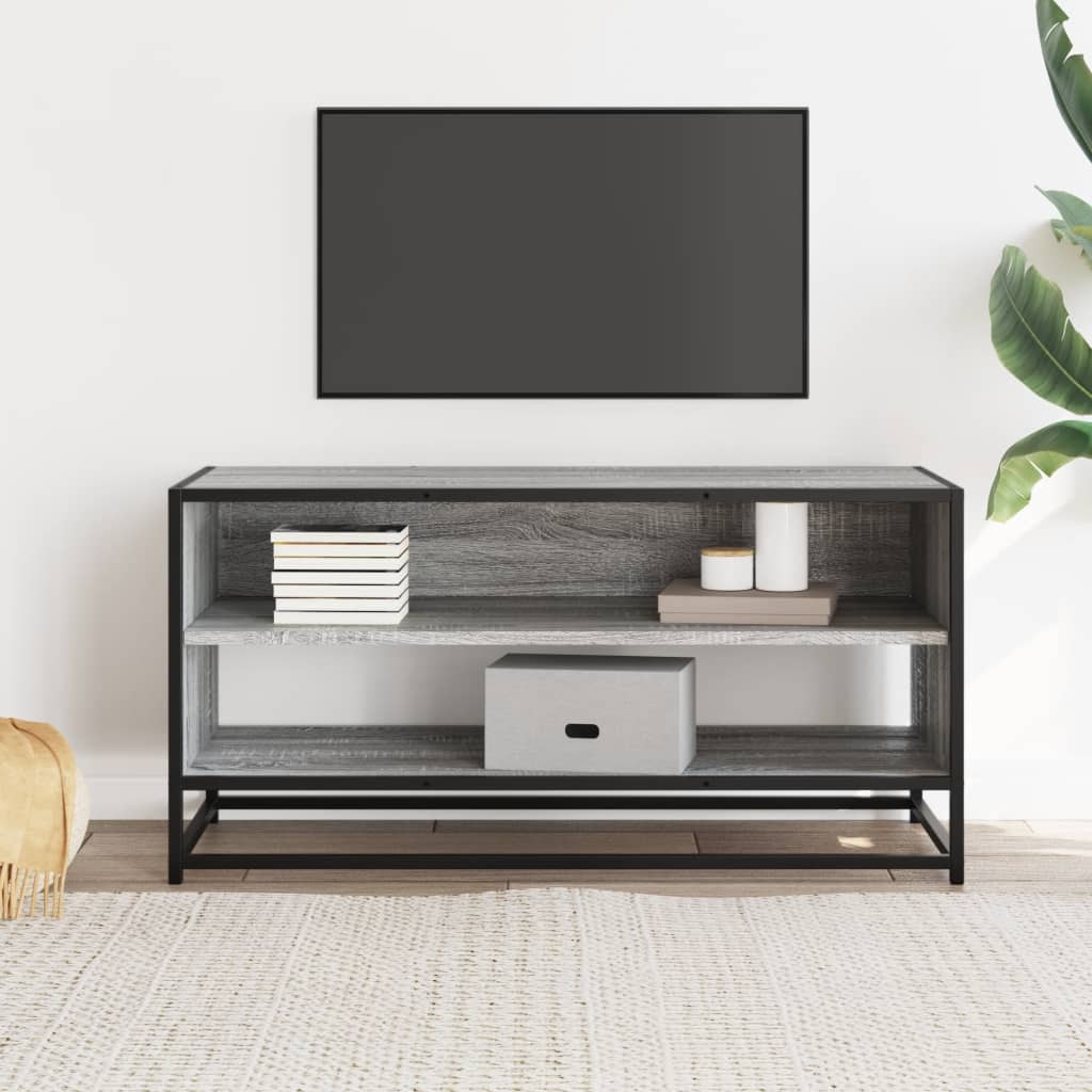 Meuble TV sonoma gris 91x40x46 cm bois d'ingénierie et métal - XIOS