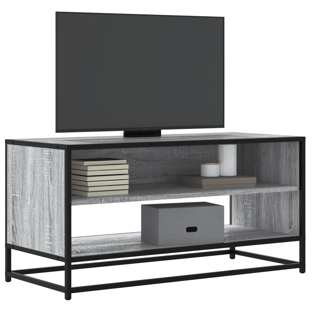 Meuble TV sonoma gris 91x40x46 cm bois d'ingénierie et métal - XIOS