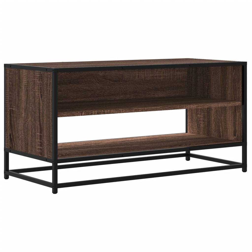 Meuble TV chêne marron 91x40x46 cm bois d'ingénierie et métal - XIOS