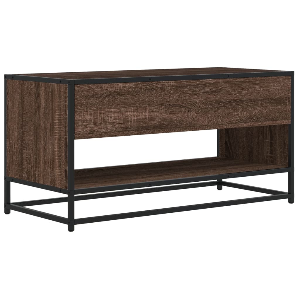 Meuble TV chêne marron 91x40x46 cm bois d'ingénierie et métal - XIOS