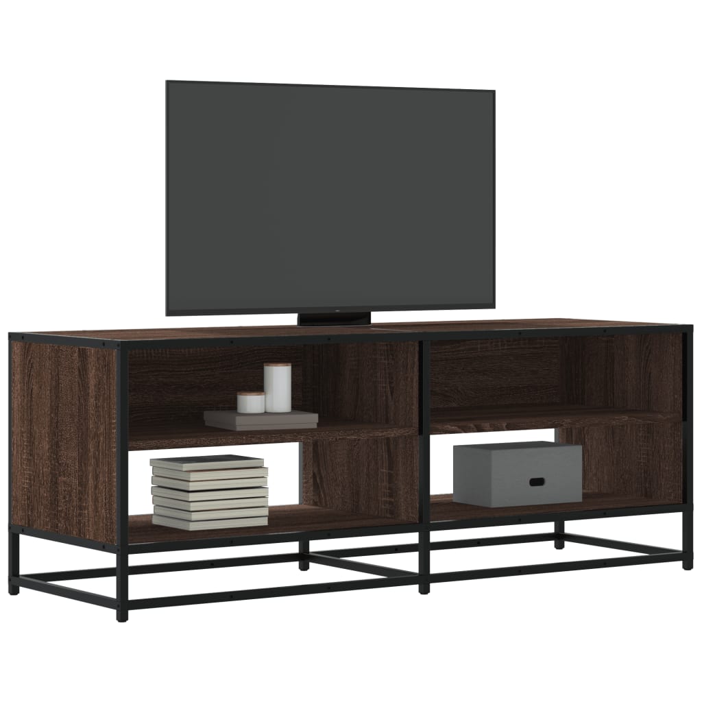 Meuble TV chêne marron 120,5x40x46cm bois d'ingénierie et métal - XIOS