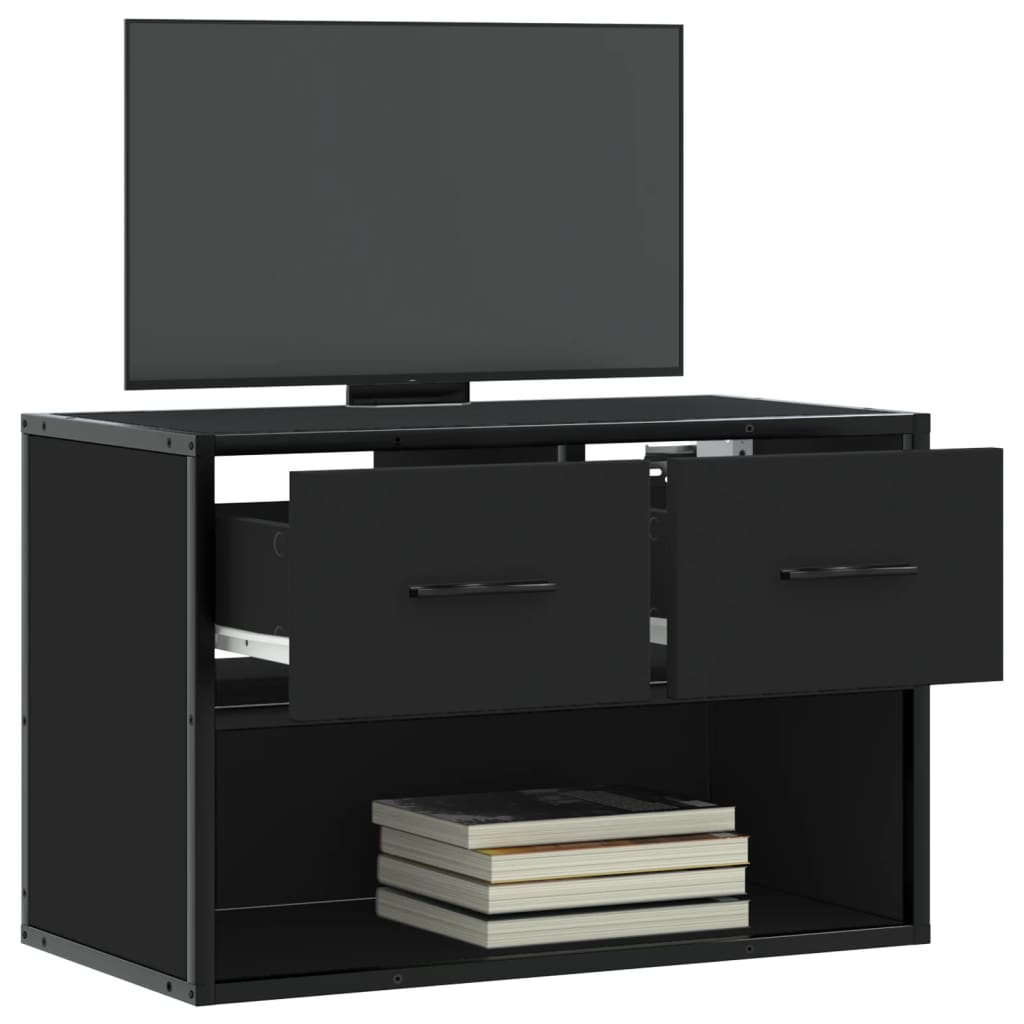 Meuble TV noir 60x31x39,5 cm bois d'ingénierie et métal - XIOS