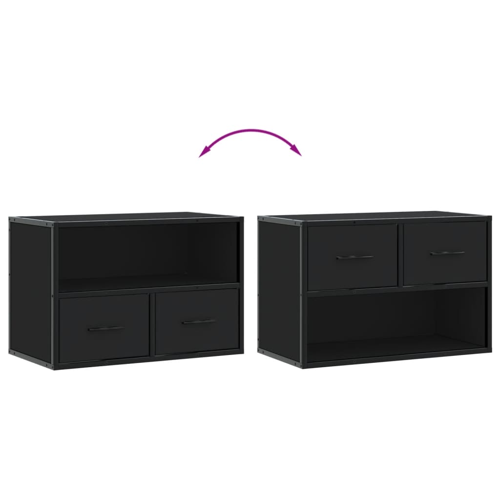 Meuble TV noir 60x31x39,5 cm bois d'ingénierie et métal - XIOS