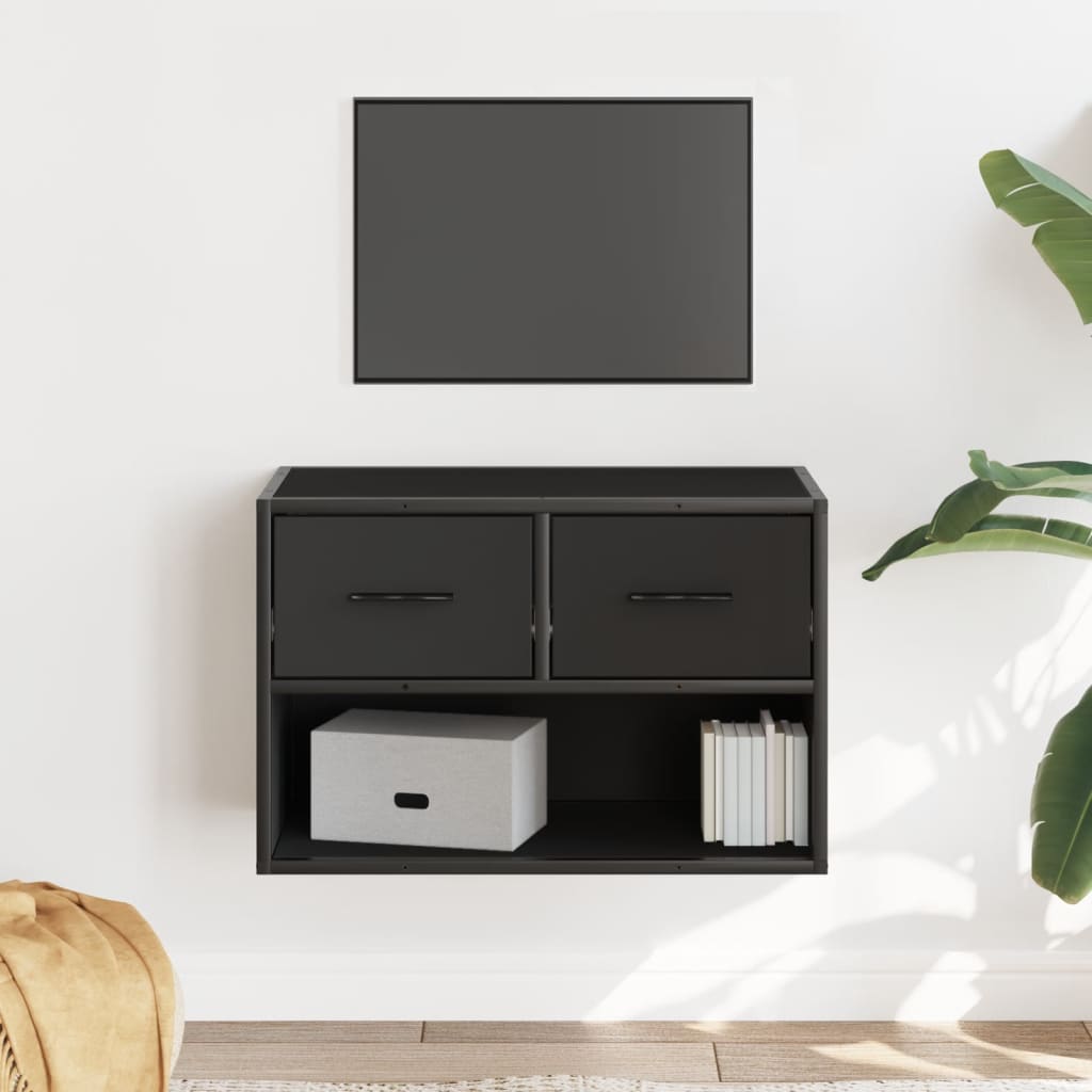 Meuble TV noir 60x31x39,5 cm bois d'ingénierie et métal - XIOS