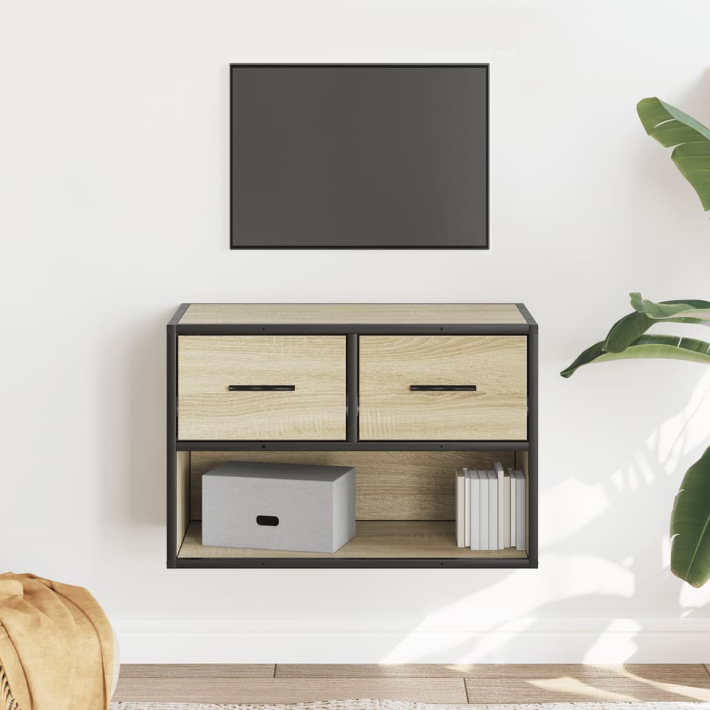 Meuble TV chêne sonoma 60x31x39,5 cm bois d'ingénierie et métal - XIOS