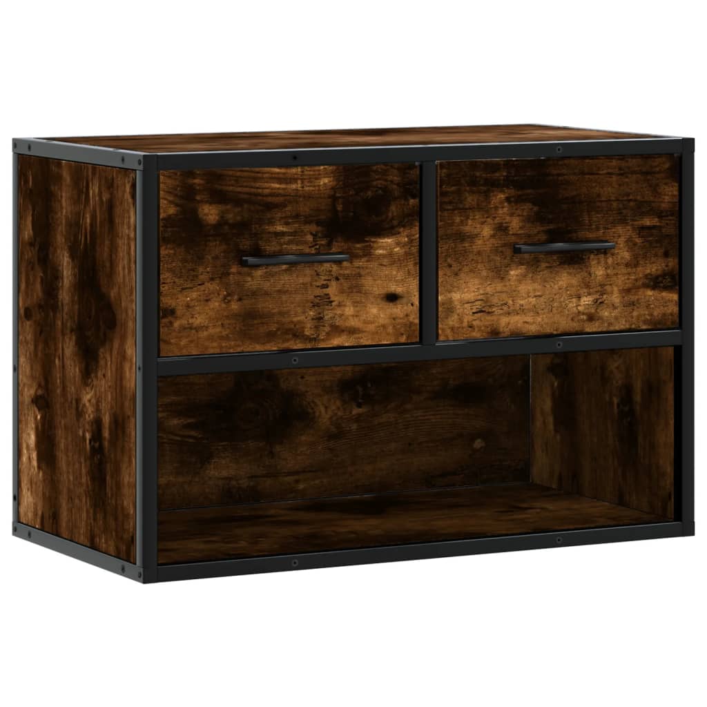 Meuble TV chêne fumé 60x31x39,5 cm bois d'ingénierie et métal - XIOS