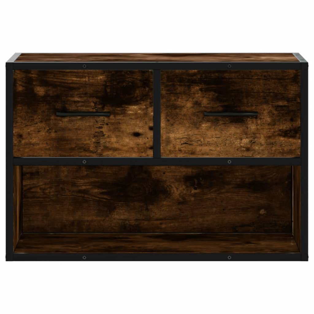 Meuble TV chêne fumé 60x31x39,5 cm bois d'ingénierie et métal - XIOS