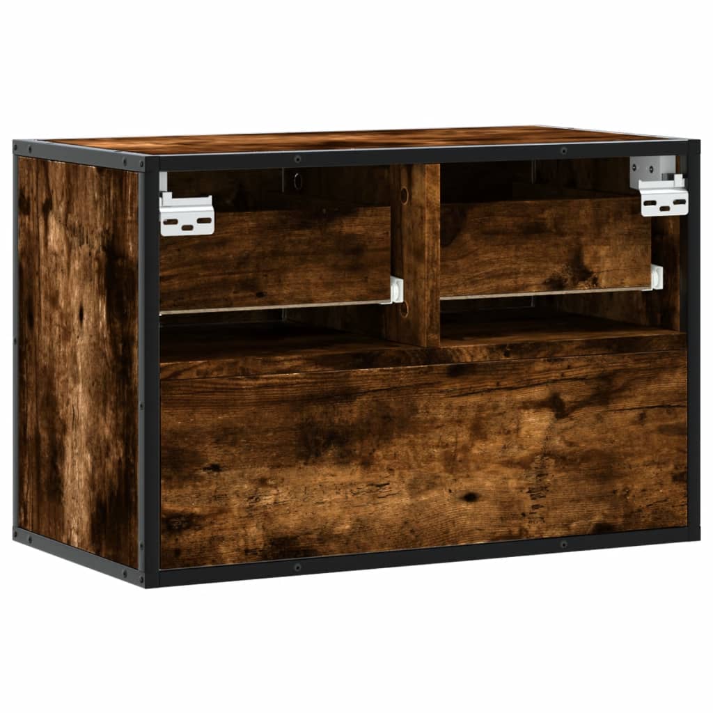 Meuble TV chêne fumé 60x31x39,5 cm bois d'ingénierie et métal - XIOS