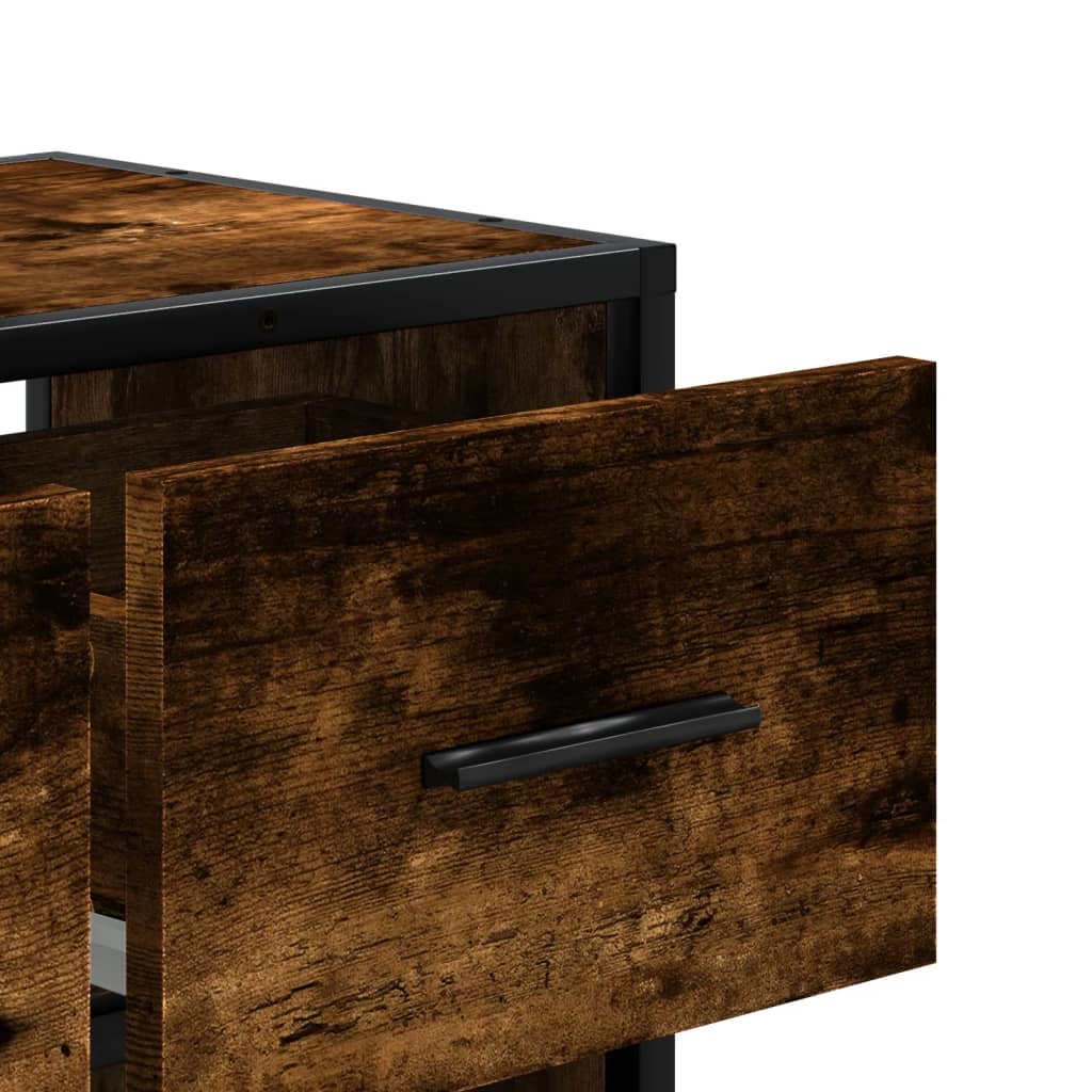 Meuble TV chêne fumé 60x31x39,5 cm bois d'ingénierie et métal - XIOS