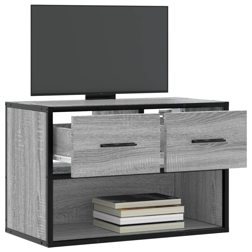 Meuble TV sonoma gris 60x31x39,5 cm bois d'ingénierie et métal - XIOS