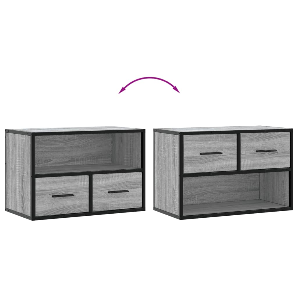 Meuble TV sonoma gris 60x31x39,5 cm bois d'ingénierie et métal - XIOS