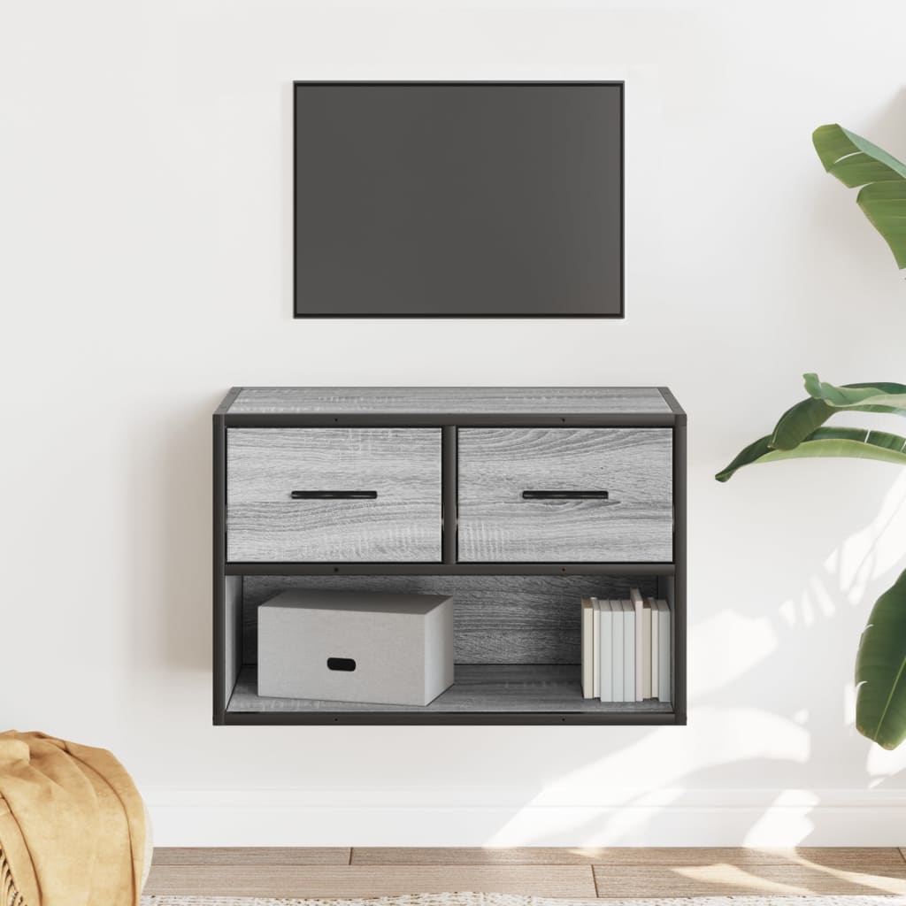 Meuble TV sonoma gris 60x31x39,5 cm bois d'ingénierie et métal - XIOS