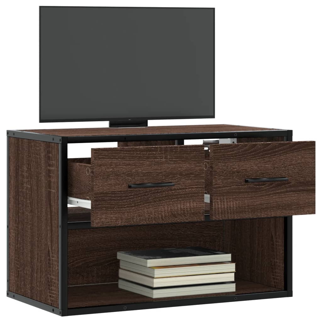 Meuble TV chêne brun 60x31x39,5 cm bois d'ingénierie et métal - XIOS