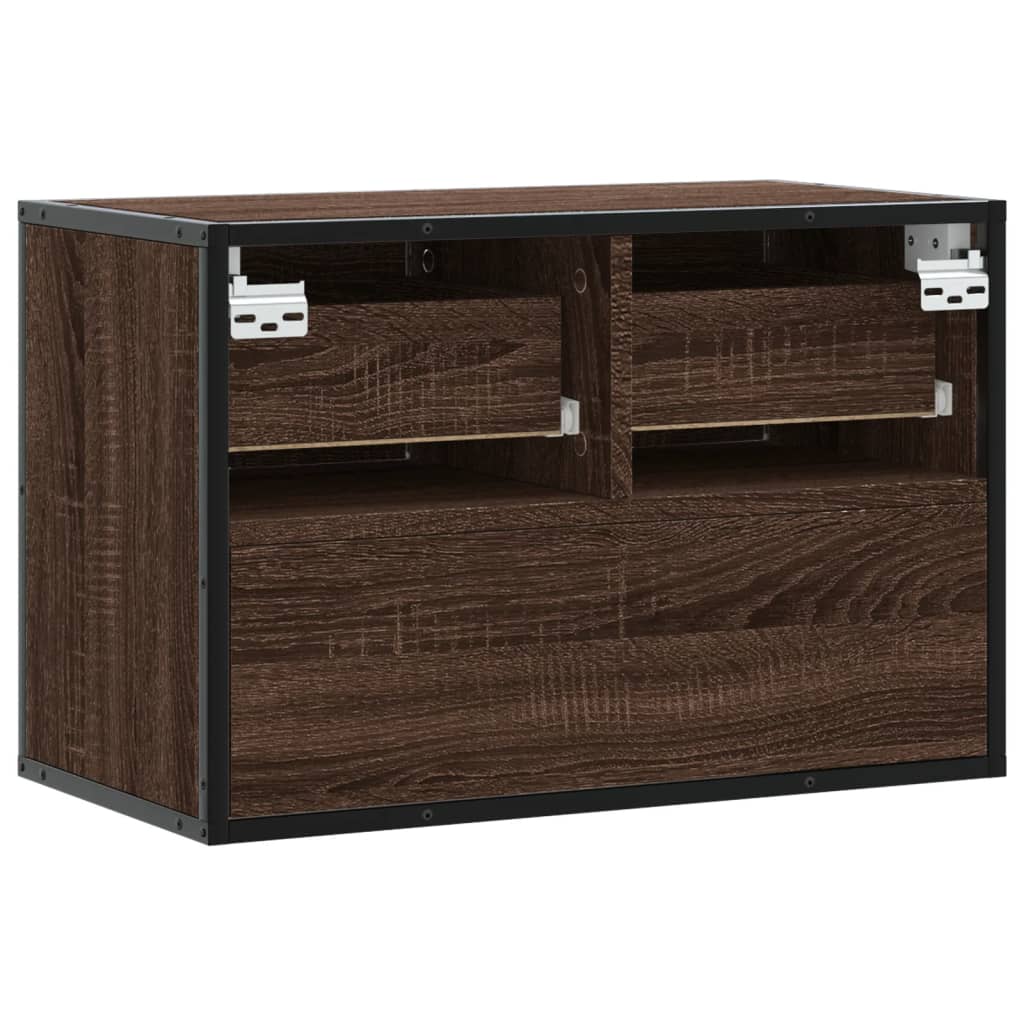 Meuble TV chêne brun 60x31x39,5 cm bois d'ingénierie et métal - XIOS