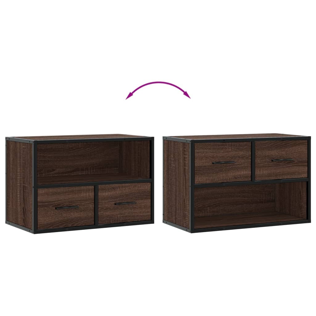 Meuble TV chêne brun 60x31x39,5 cm bois d'ingénierie et métal - XIOS
