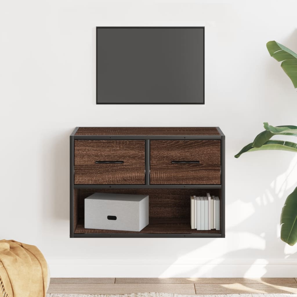 Meuble TV chêne brun 60x31x39,5 cm bois d'ingénierie et métal - XIOS