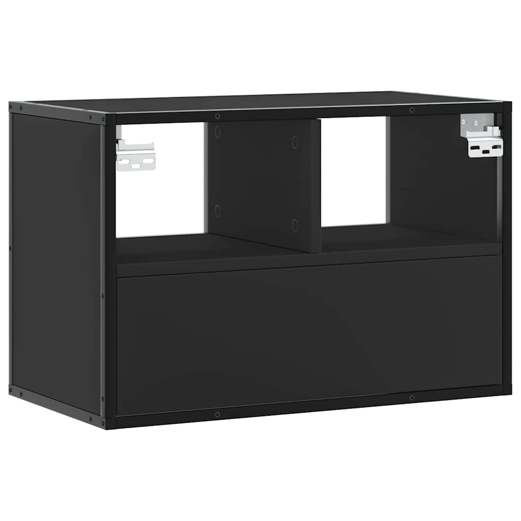 Meuble TV noir 60x31x39,5 cm bois d'ingénierie et métal - XIOS