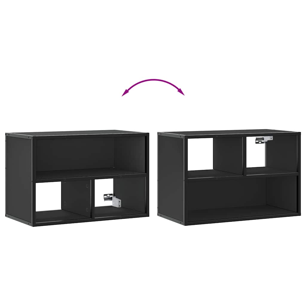 Meuble TV noir 60x31x39,5 cm bois d'ingénierie et métal - XIOS