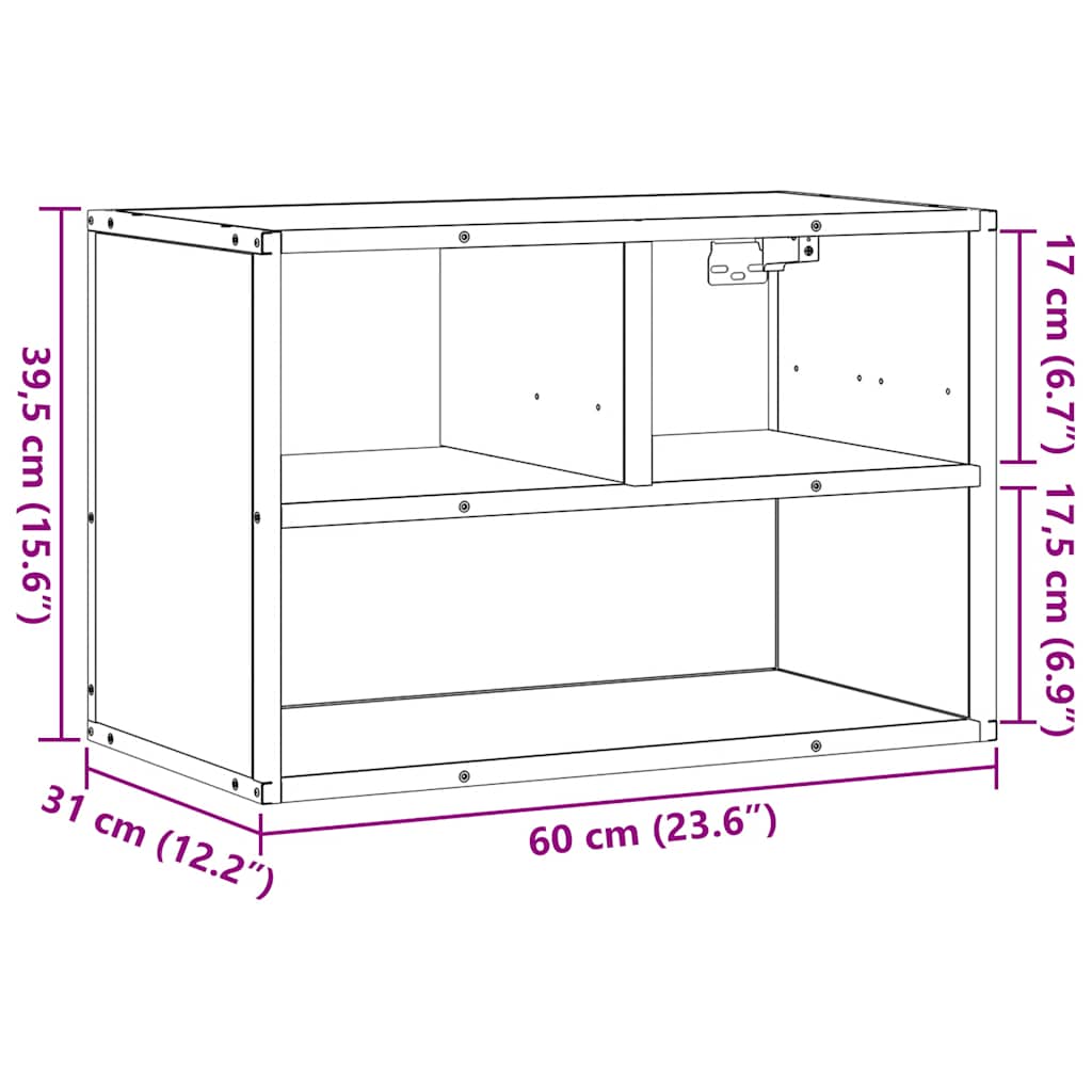 Meuble TV noir 60x31x39,5 cm bois d'ingénierie et métal - XIOS