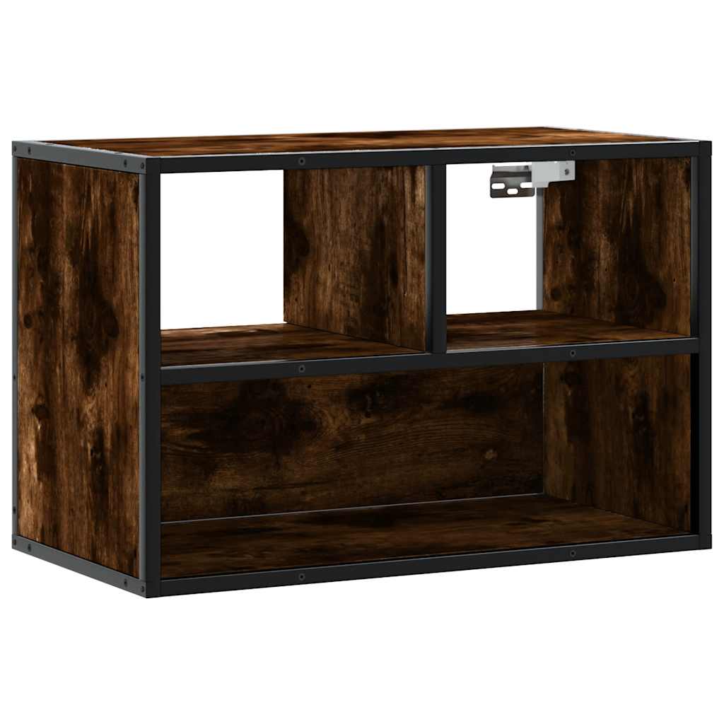 Meuble TV chêne fumé 60x31x39,5 cm bois d'ingénierie et métal - XIOS