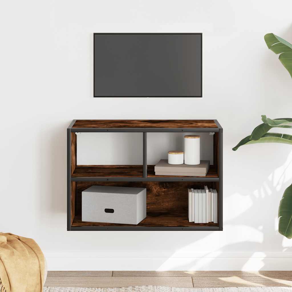 Meuble TV chêne fumé 60x31x39,5 cm bois d'ingénierie et métal - XIOS