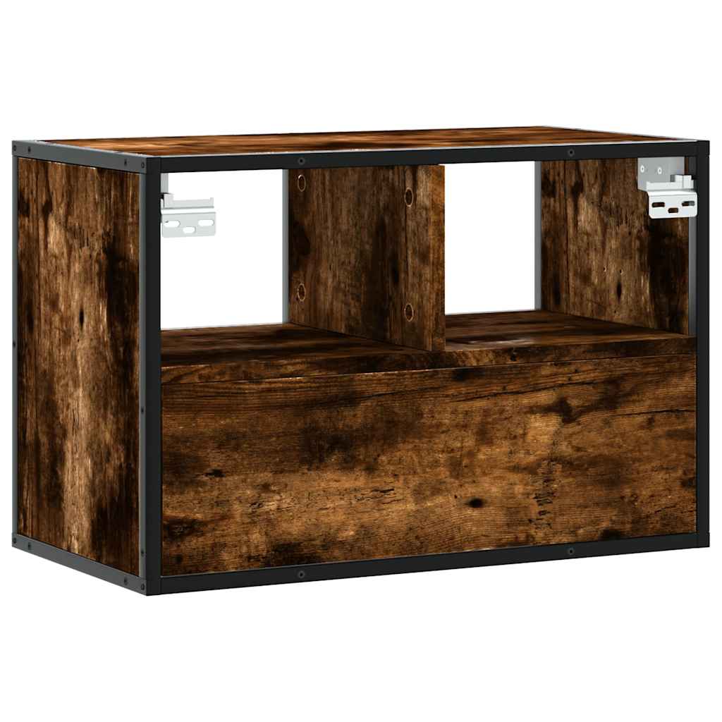 Meuble TV chêne fumé 60x31x39,5 cm bois d'ingénierie et métal - XIOS