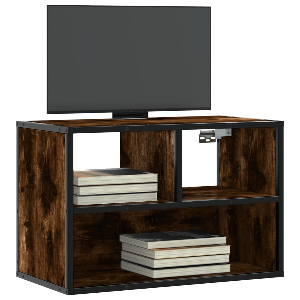 Meuble TV chêne fumé 60x31x39,5 cm bois d'ingénierie et métal - XIOS