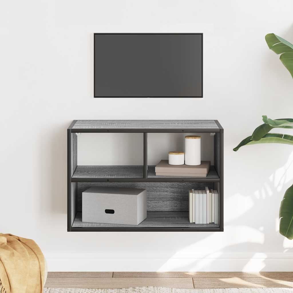 Meuble TV sonoma gris 60x31x39,5 cm bois d'ingénierie et métal - XIOS