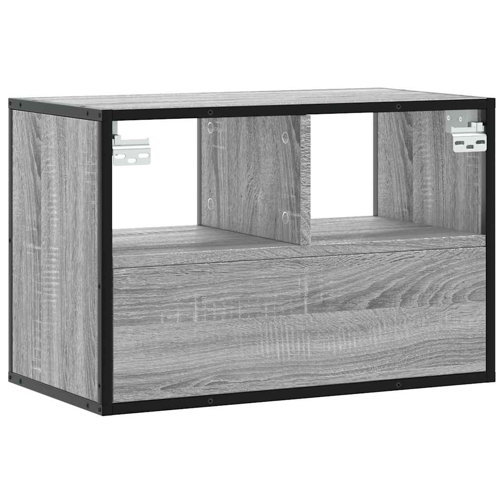 Meuble TV sonoma gris 60x31x39,5 cm bois d'ingénierie et métal - XIOS
