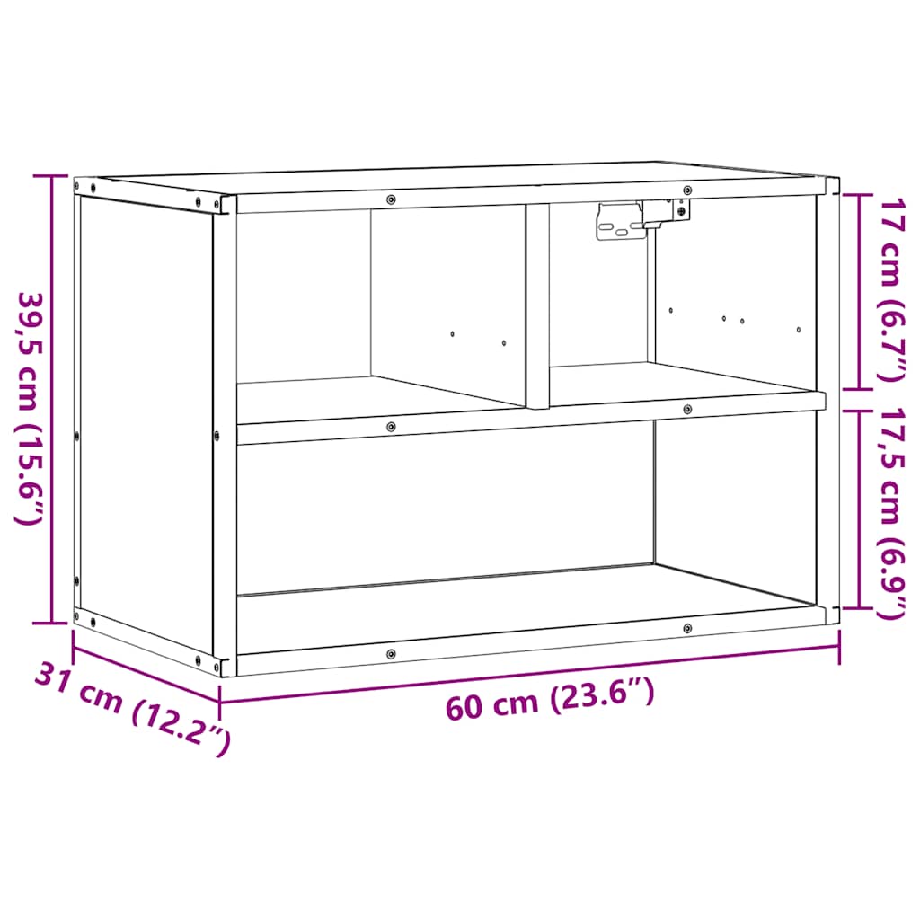 Meuble TV chêne brun 60x31x39,5 cm bois d'ingénierie et métal - XIOS