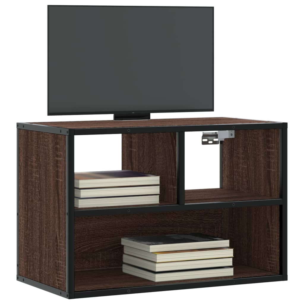 Meuble TV chêne brun 60x31x39,5 cm bois d'ingénierie et métal - XIOS