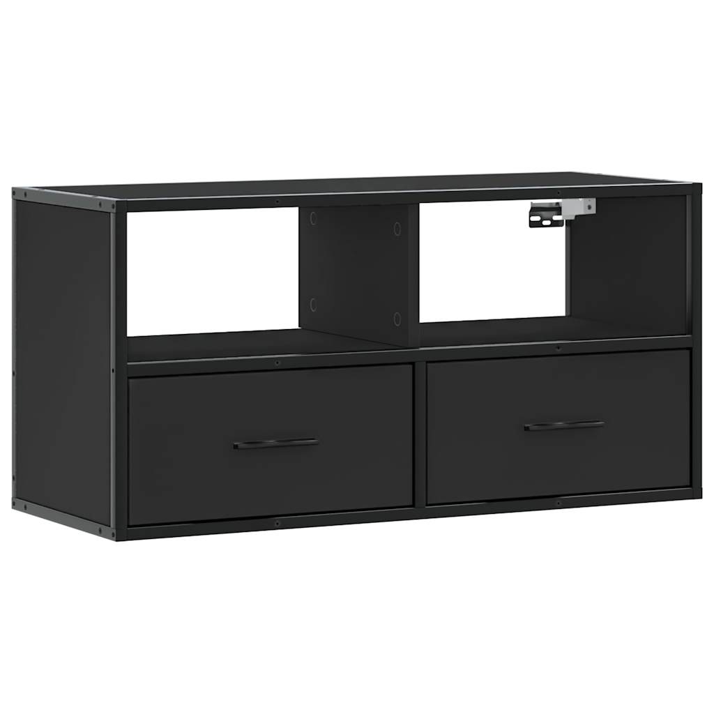 Meuble TV noir 80x31x39,5 cm bois d'ingénierie et métal - XIOS
