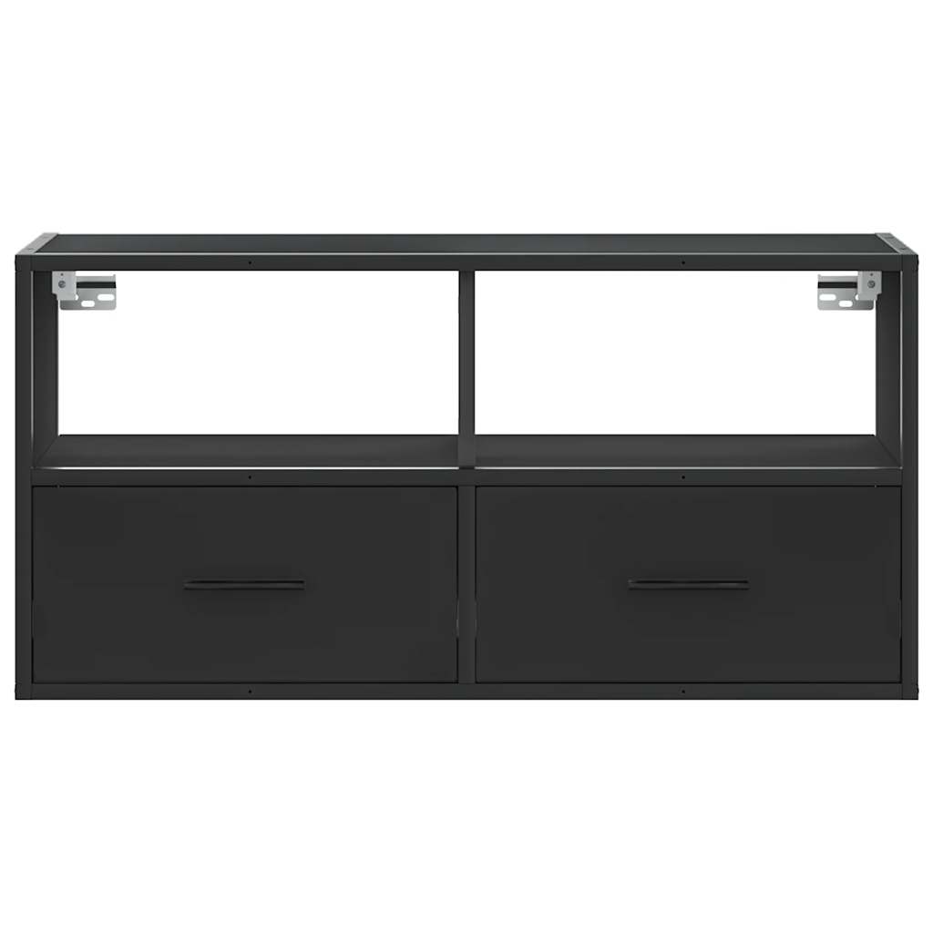 Meuble TV noir 80x31x39,5 cm bois d'ingénierie et métal - XIOS