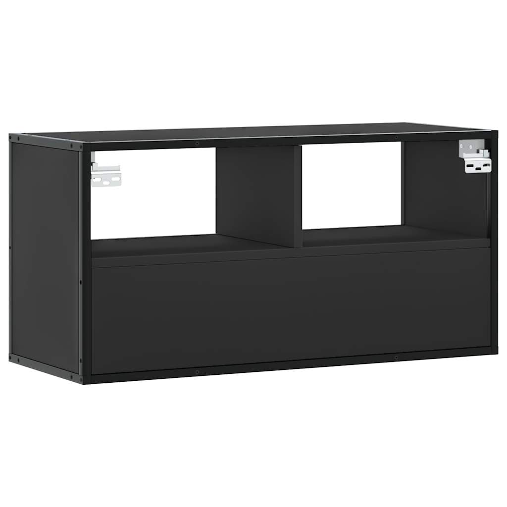 Meuble TV noir 80x31x39,5 cm bois d'ingénierie et métal - XIOS