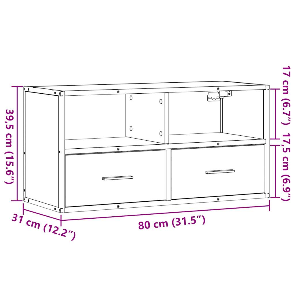 Meuble TV noir 80x31x39,5 cm bois d'ingénierie et métal - XIOS