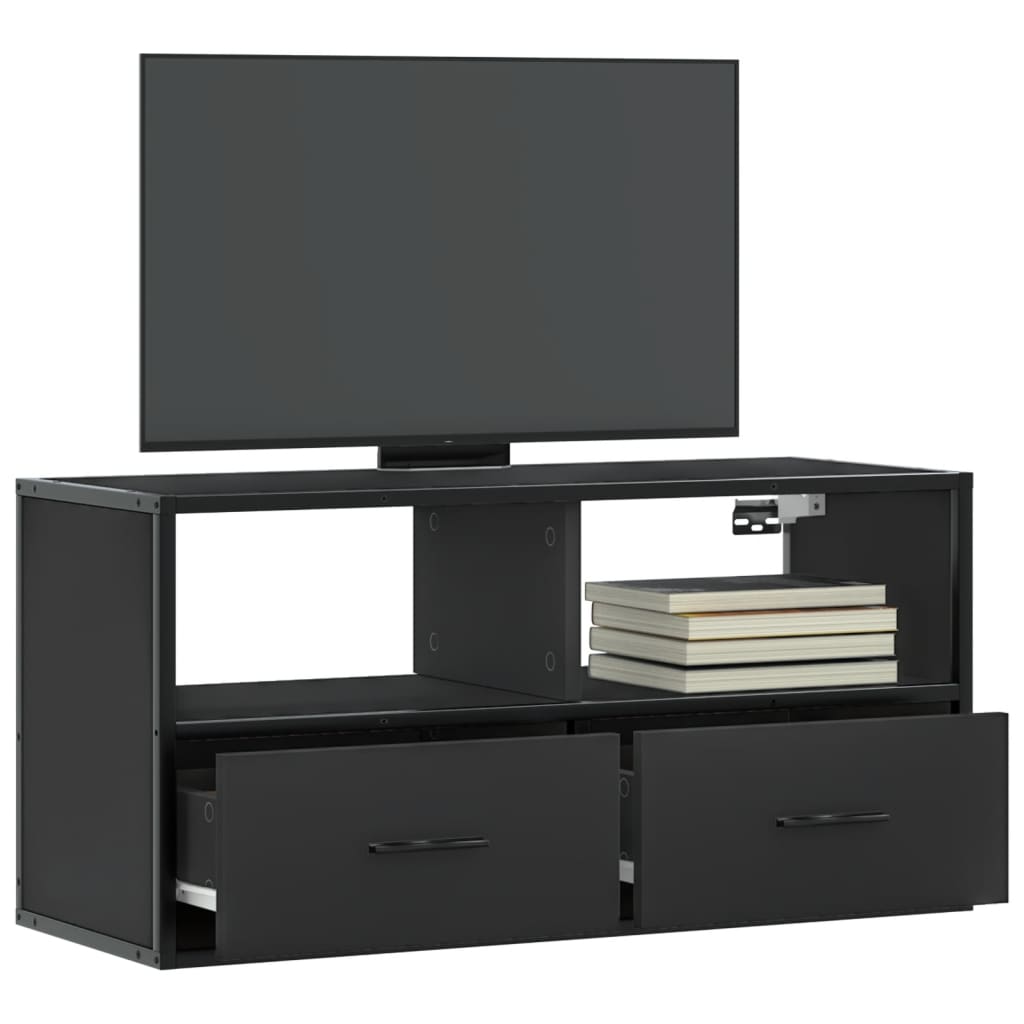 Meuble TV noir 80x31x39,5 cm bois d'ingénierie et métal - XIOS