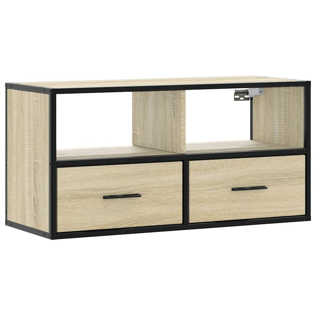 Meuble TV chêne sonoma 80x31x39,5 cm bois d'ingénierie et métal - XIOS