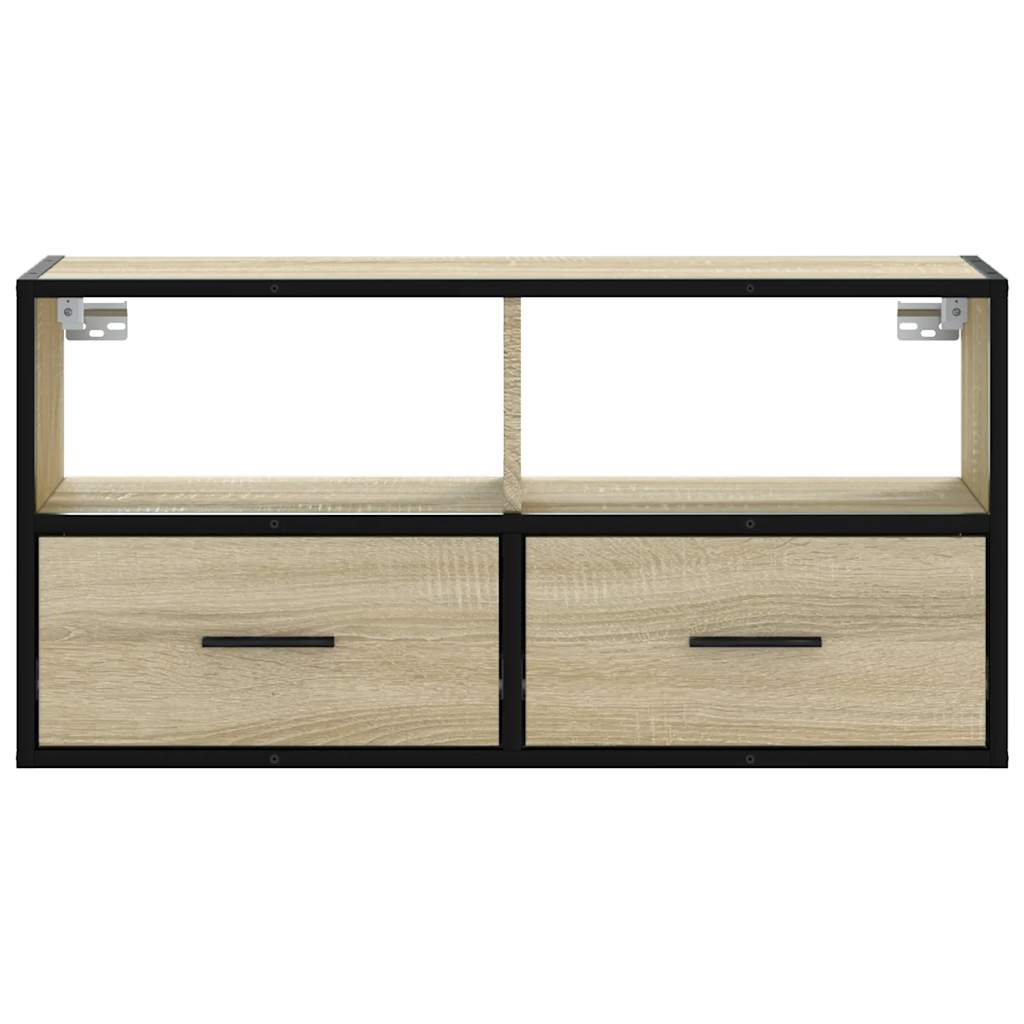 Meuble TV chêne sonoma 80x31x39,5 cm bois d'ingénierie et métal - XIOS