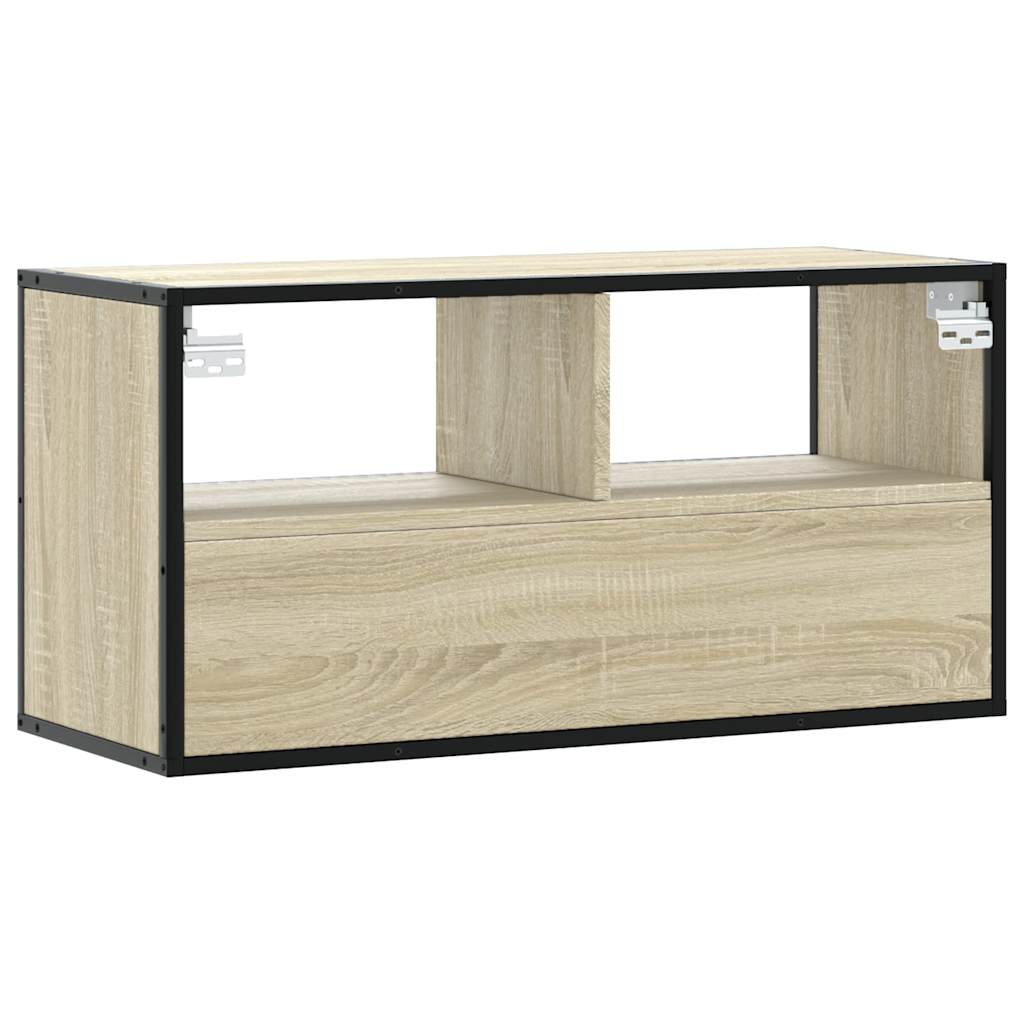 Meuble TV chêne sonoma 80x31x39,5 cm bois d'ingénierie et métal - XIOS
