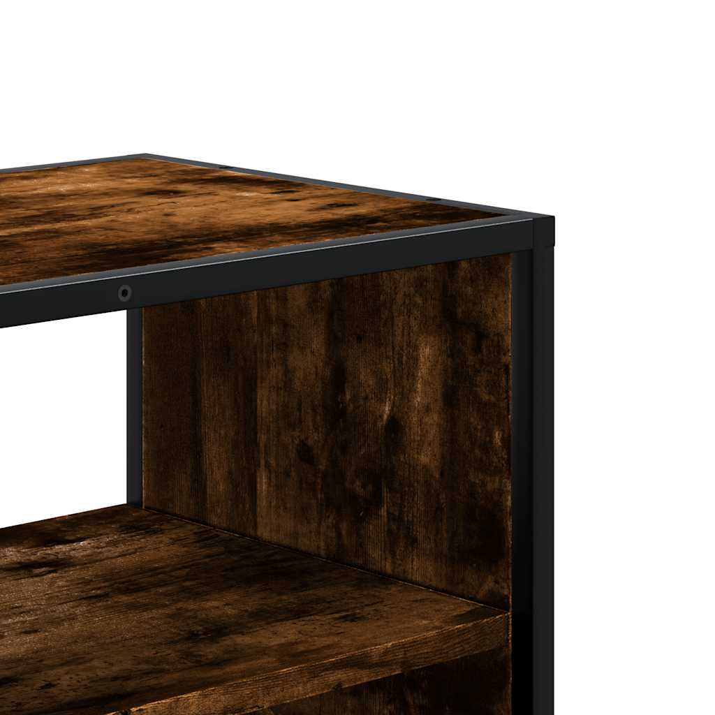 Meuble TV chêne fumé 80x31x39,5 cm bois d'ingénierie et métal - XIOS
