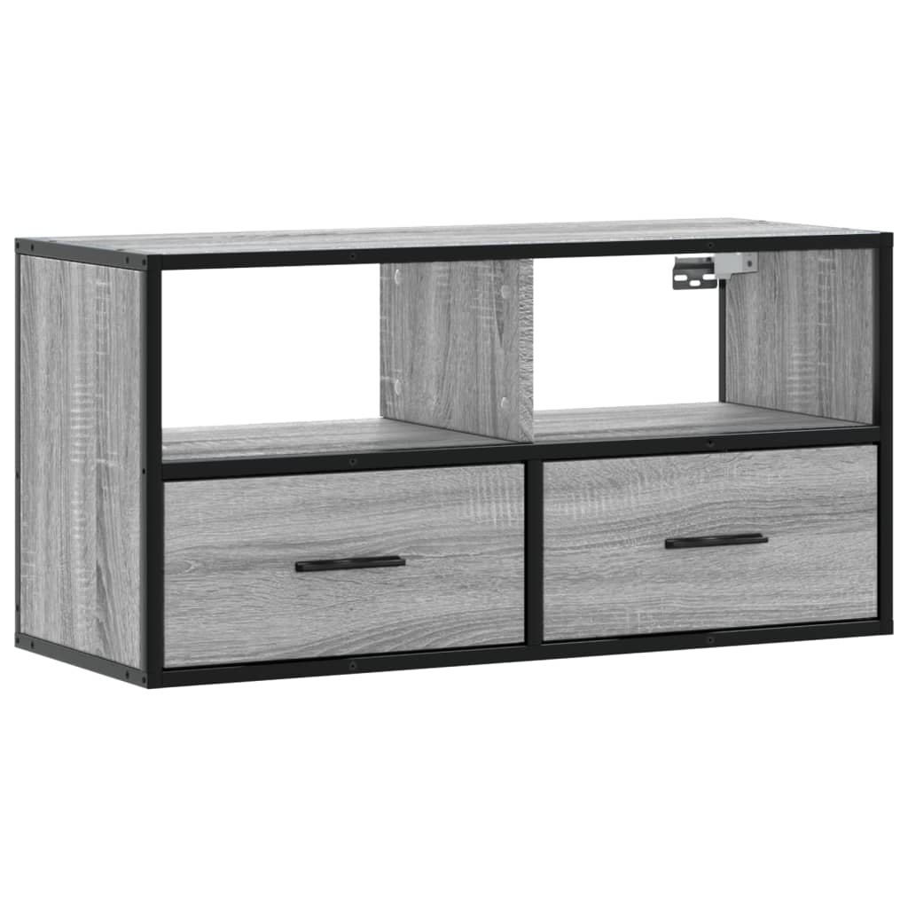 Meuble TV sonoma gris 80x31x39,5 cm bois d'ingénierie et métal - XIOS