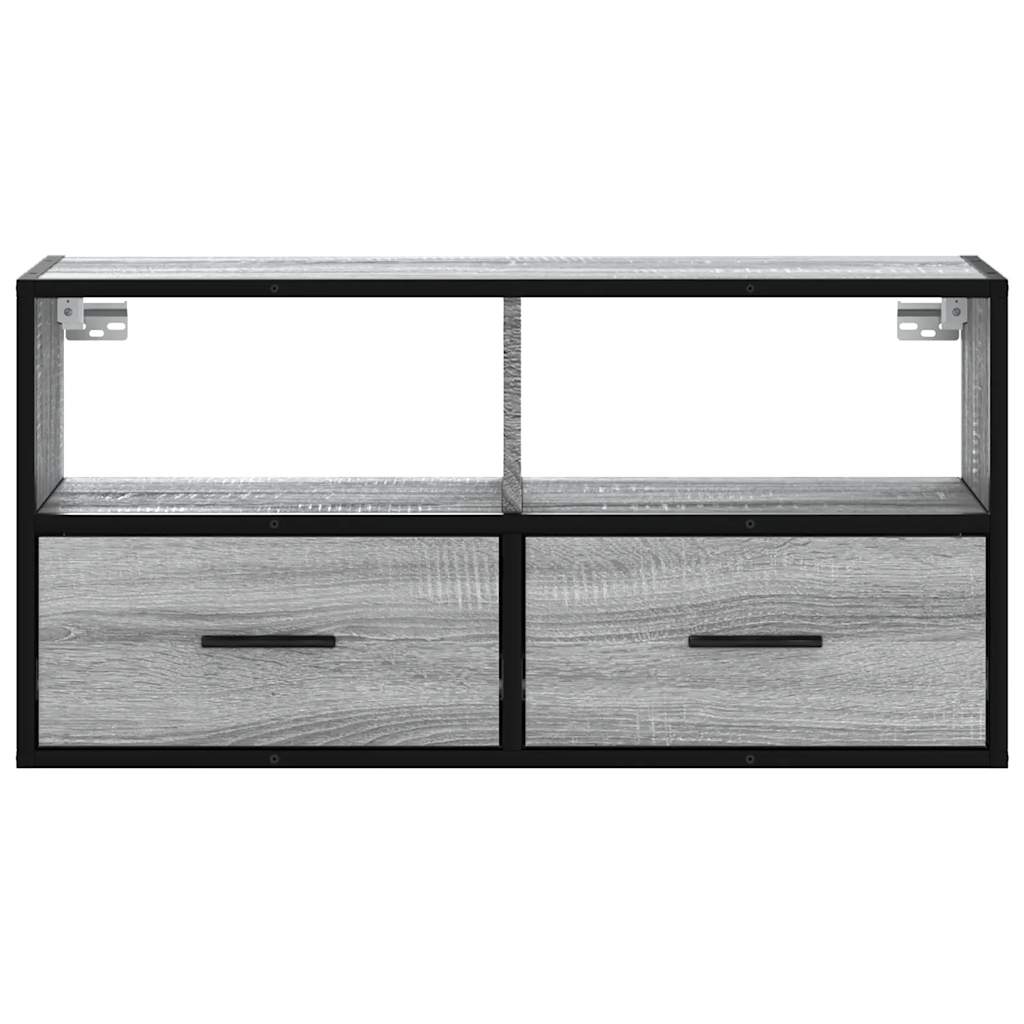 Meuble TV sonoma gris 80x31x39,5 cm bois d'ingénierie et métal - XIOS
