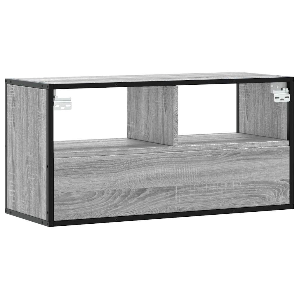 Meuble TV sonoma gris 80x31x39,5 cm bois d'ingénierie et métal - XIOS