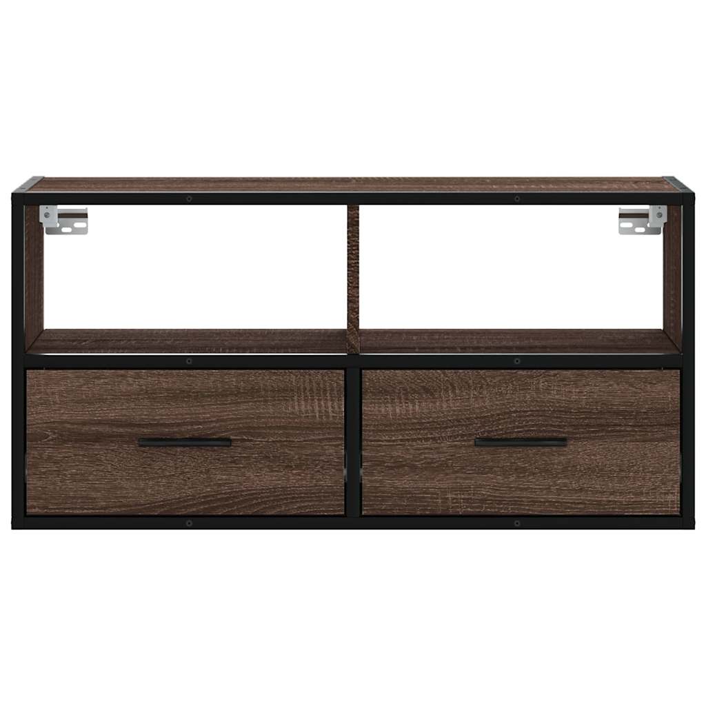 Meuble TV chêne marron 80x31x39,5 cm bois d'ingénierie et métal - XIOS